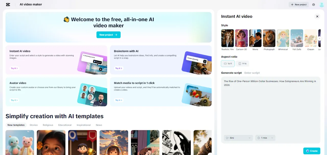 capcut ai video maker 2