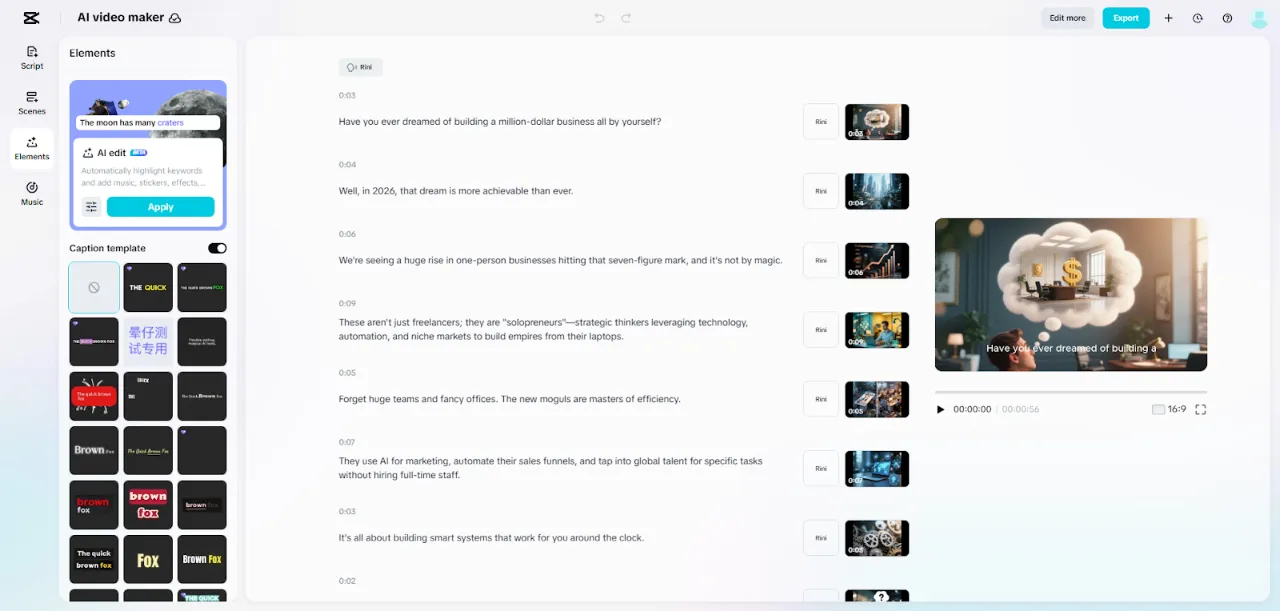 capcut ai video maker 2