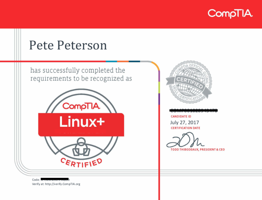 sample certificate