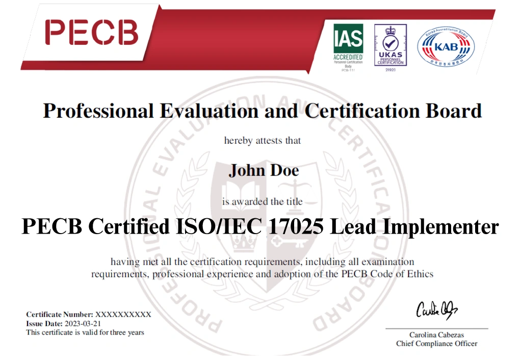 ISO/IEC 17025 Lead Implementer